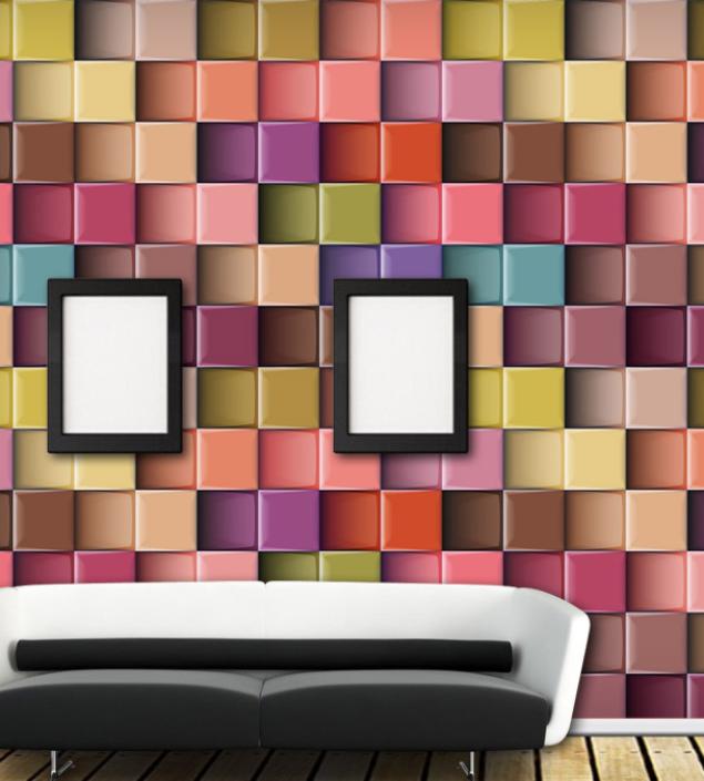 Colorful Square Bricks Mural