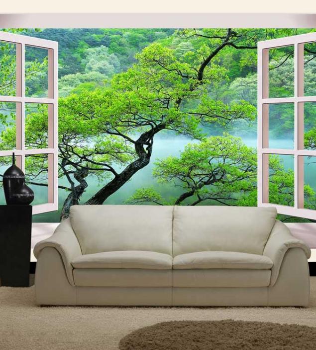 Green Forest View Mural