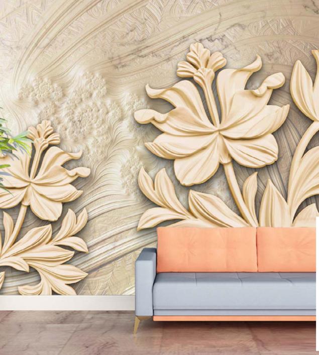 Embossed Flowers Wall Mural