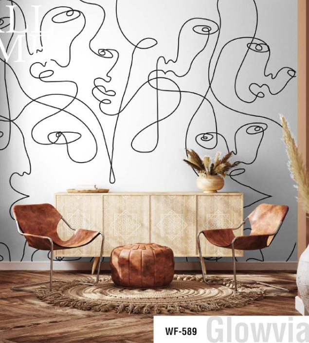 Line Faces Wall Mural