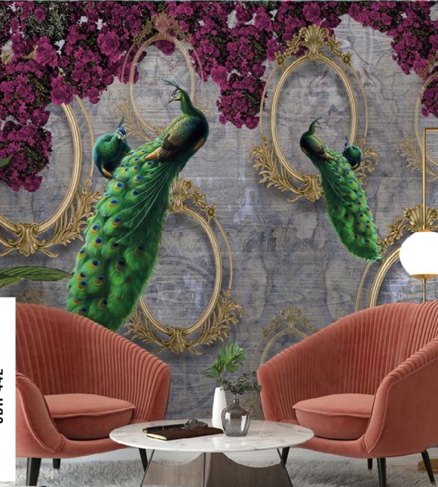Peacock Couple Wall Mural