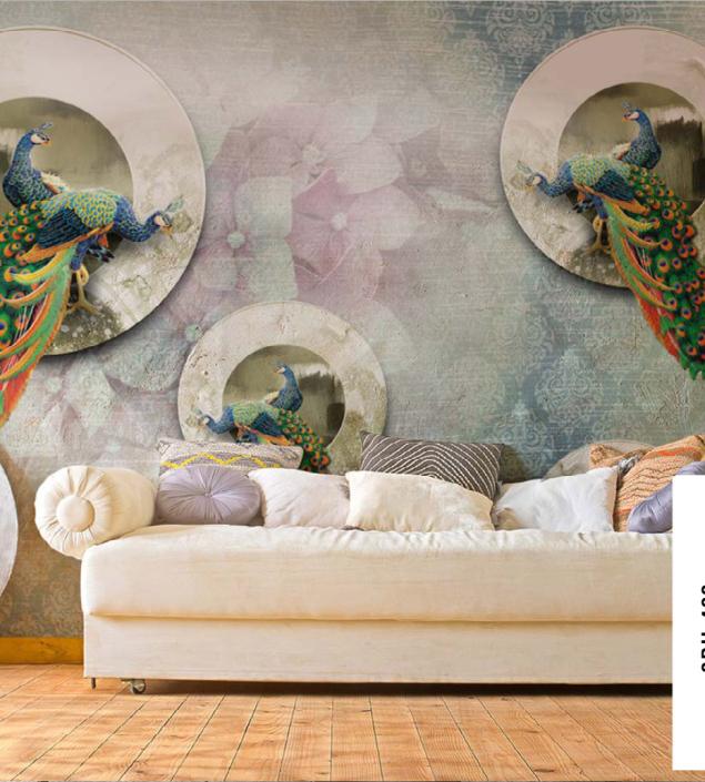 Peacock Family Wall Mural