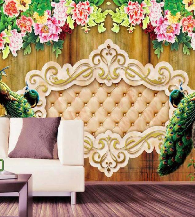 Peacock Sofa Design Wallpaper
