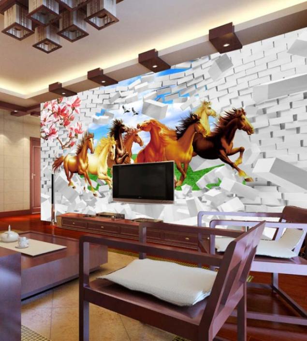 Running Horses Broken Wall