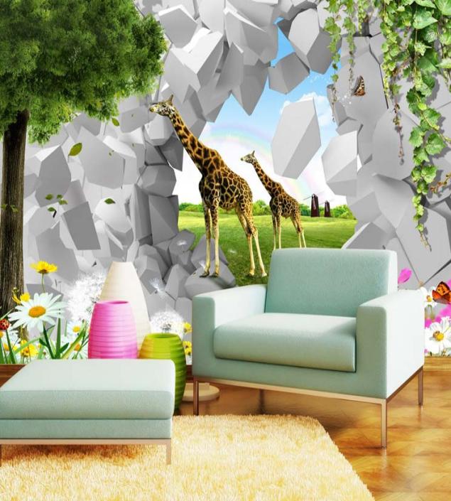 Zebra Broken Wall Mural