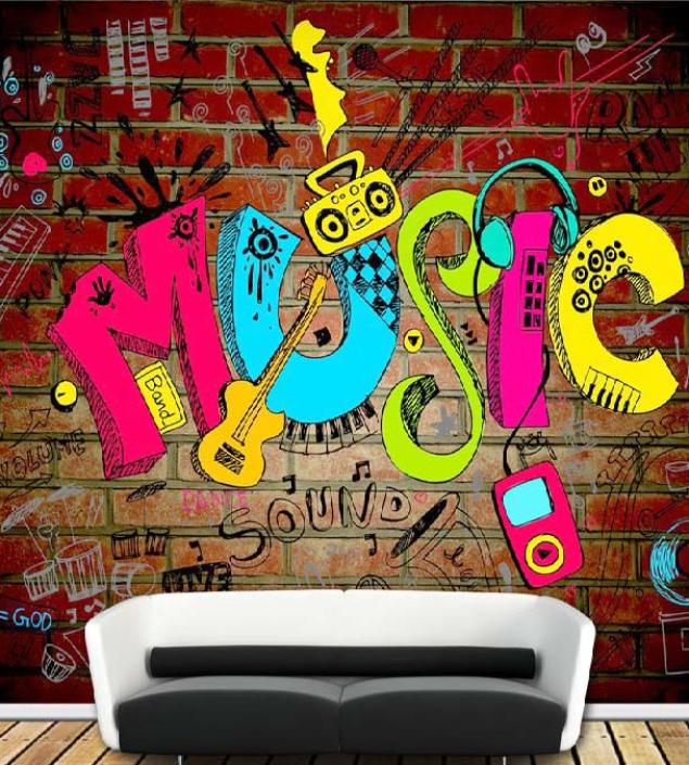 Music Bricks Wall Mural