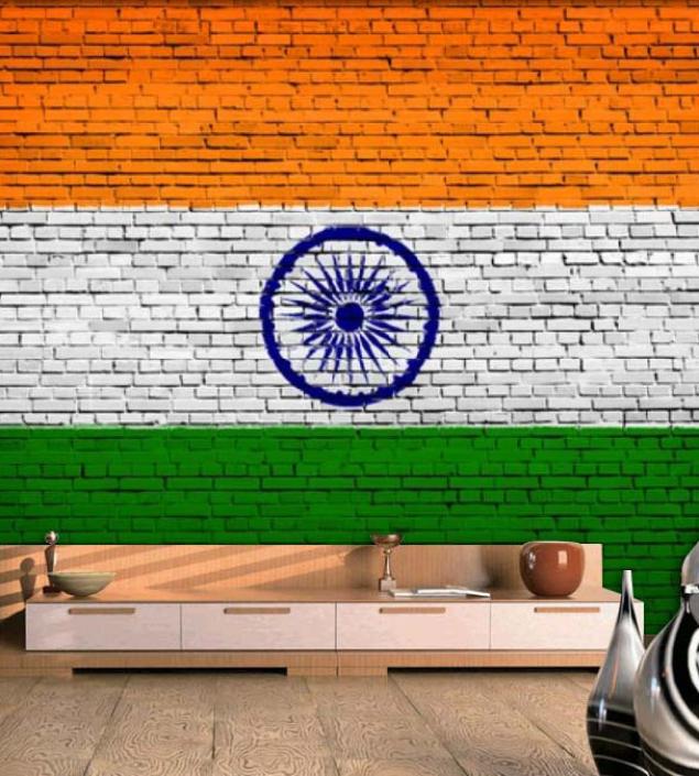 Indian Flag on Bricks Mural