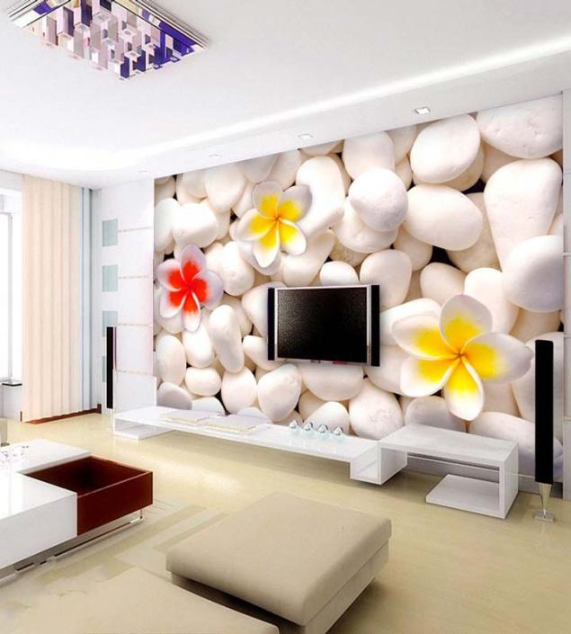 White Stone Wall Mural