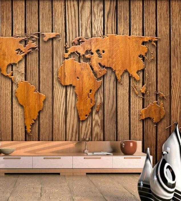 Wooden Map Mural