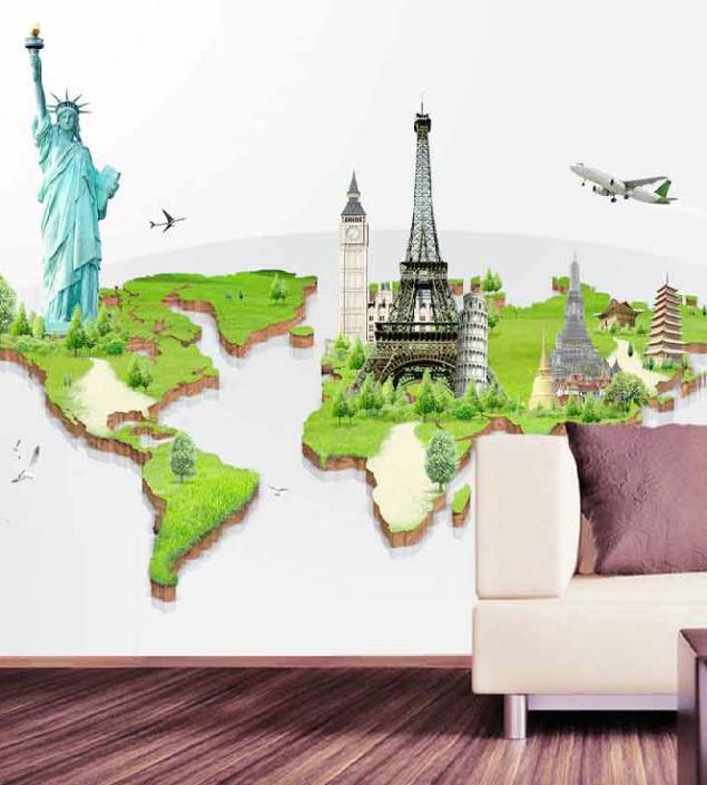 World Wonder Map Mural