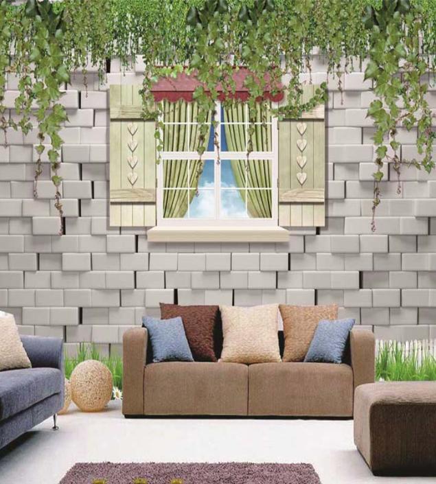 White Bricks Window Mural