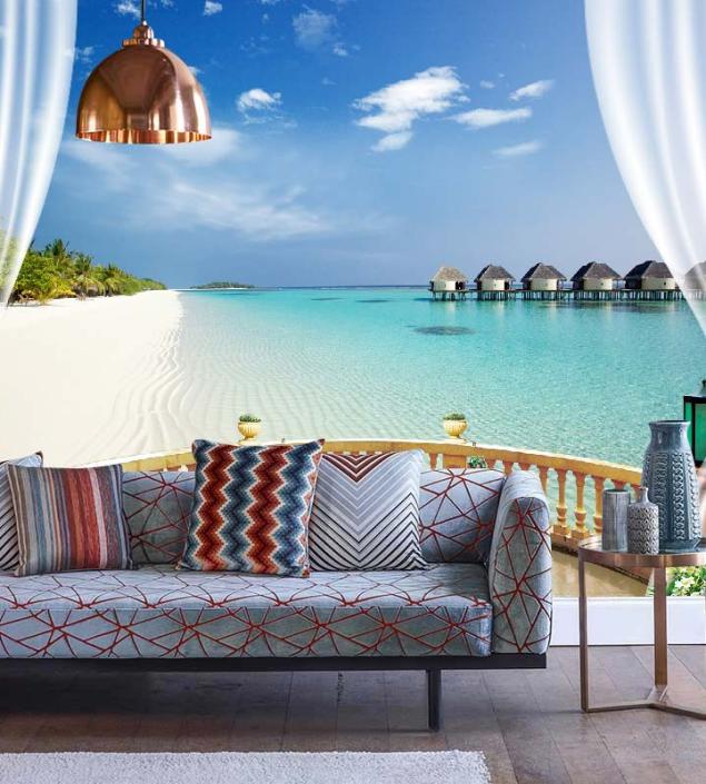 Balcony Beach View Wallpaper