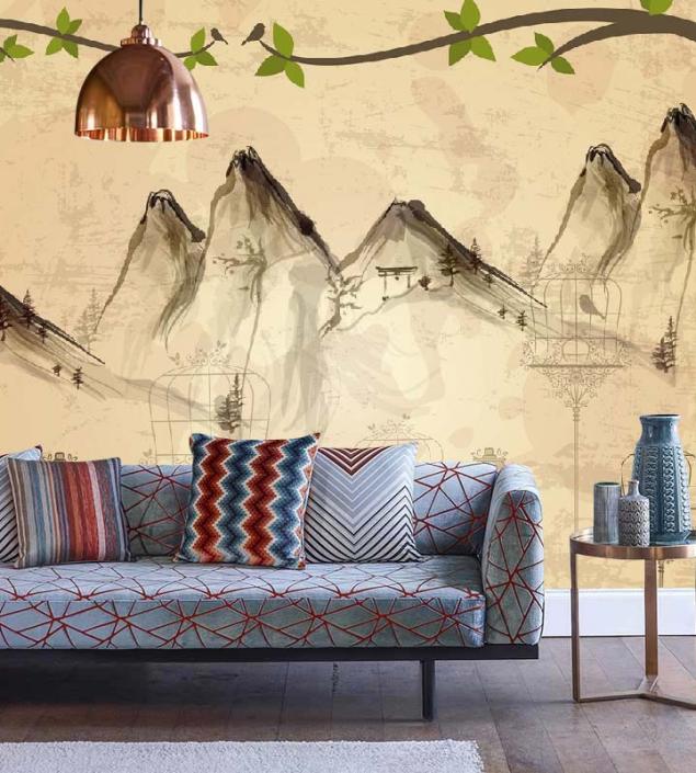 Mountain and Cage Art Mural