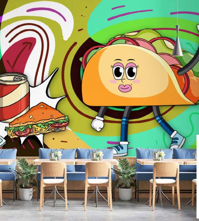 Fast Food Cafe Mural