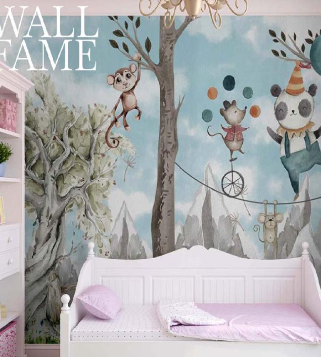 Playing Animal Kids Wall Mural