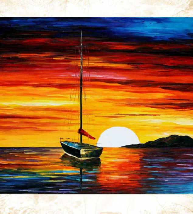 Sunset River Boat Art Canvas