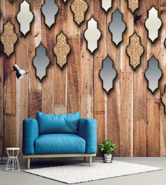 Wooden Mirror Design Mural