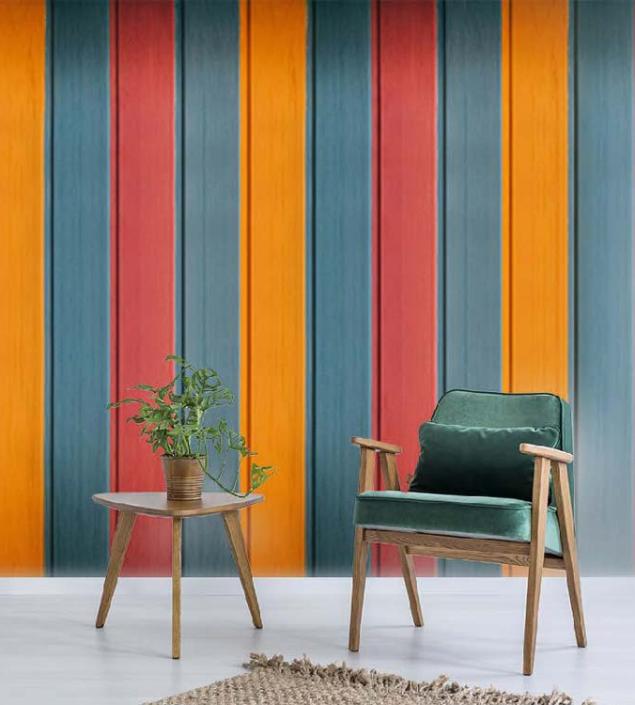 Colourful Wooden Panels Wallpaper