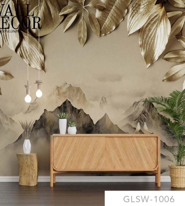 3D Leaves Wall Mural