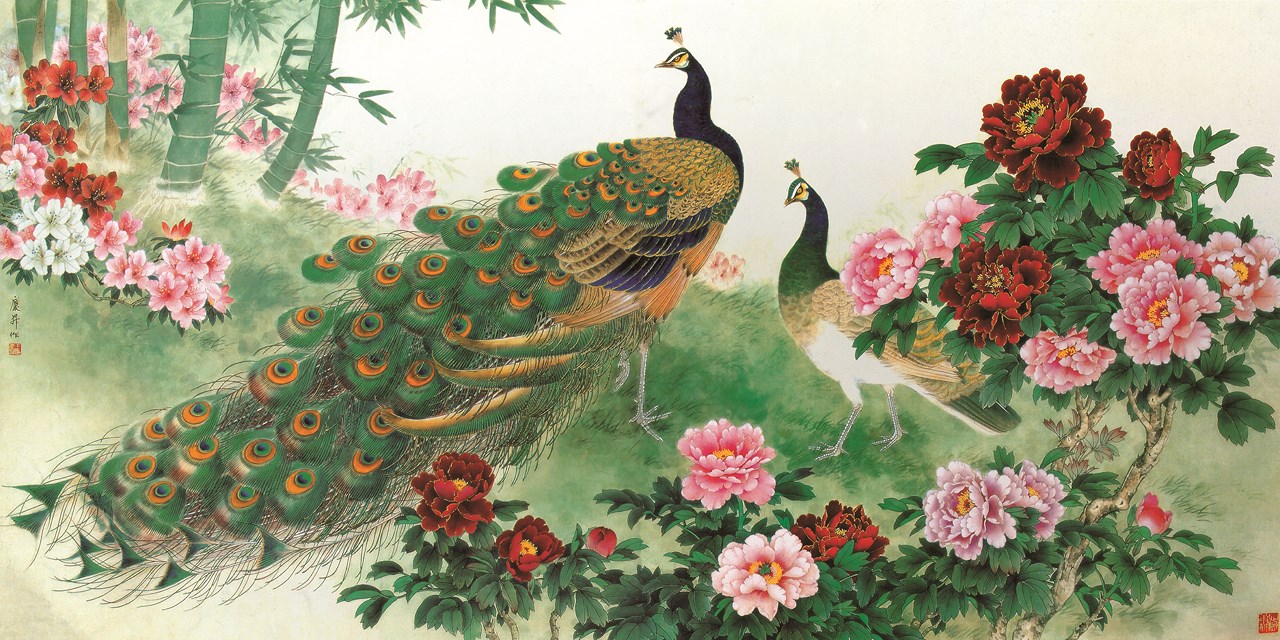 Peacock on Garden Mural