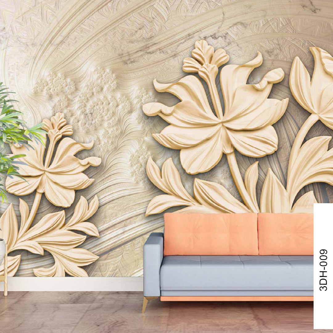 Embossed Flowers Wall Mural