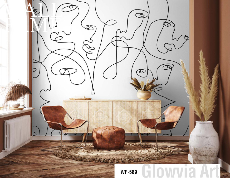 Line Faces Wall Mural