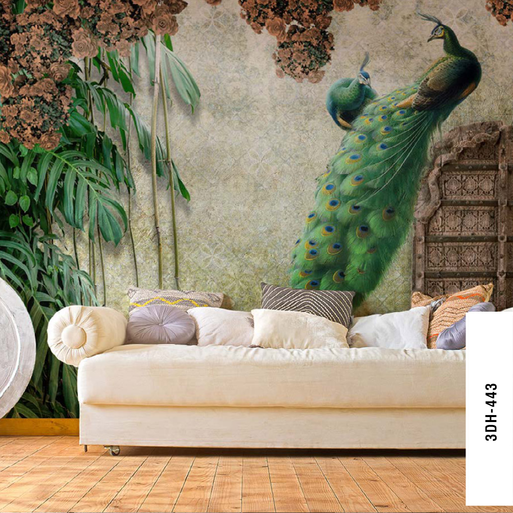 Peacock on Door Mural