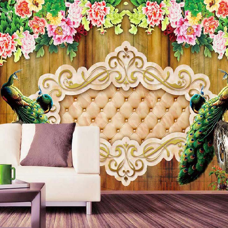 Peacock Sofa Design Wallpaper