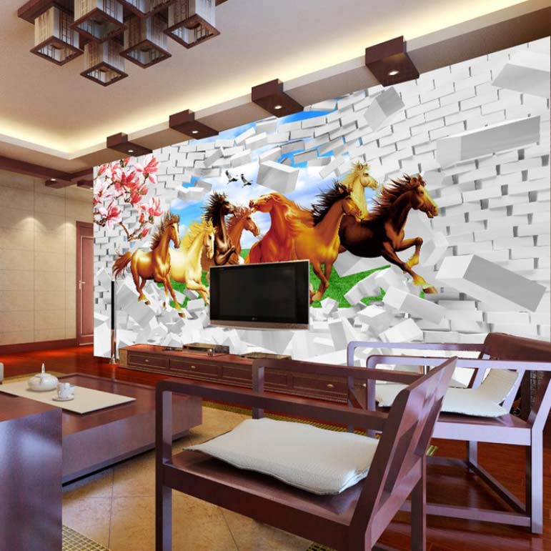 Running Horses Broken Wall