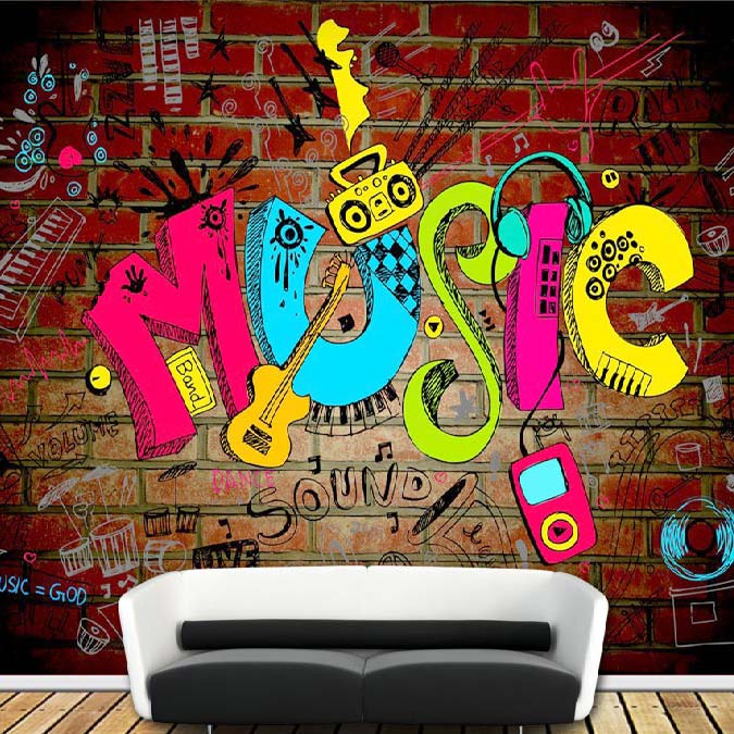 Music Bricks Wall Mural