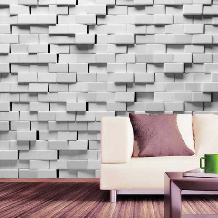 White Bricks Stone Mural