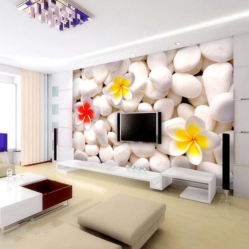 White Stone Wall Mural