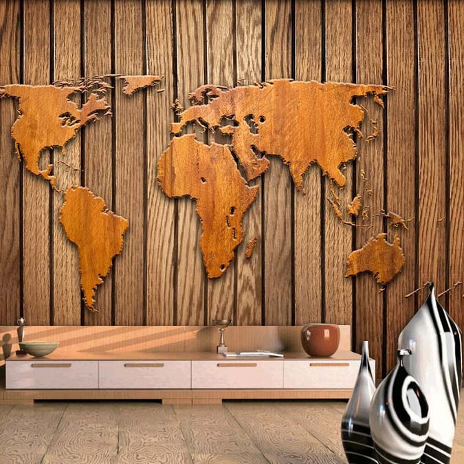 Wooden Map Mural