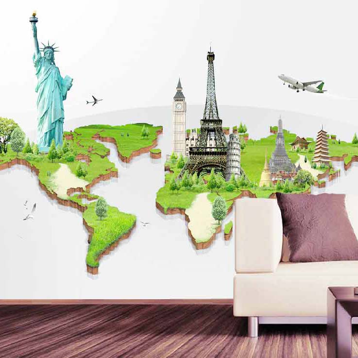 World Wonder Map Mural