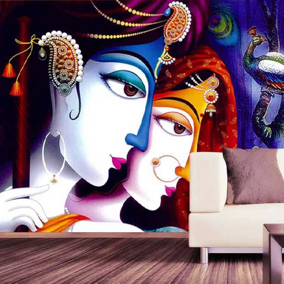Radha Krishna Art Mural