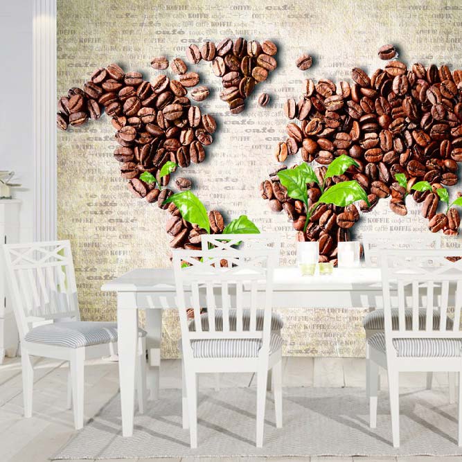 Coffee Map Wall Mural